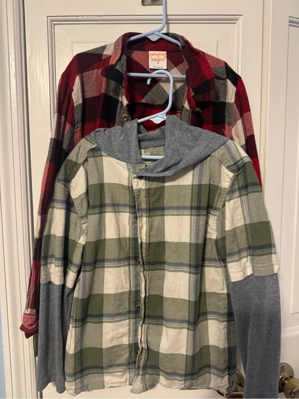 Boys Trendy Flannel Shirt Bundle - 2 Pairs - Jumping Beans & Carter’s - Size 8